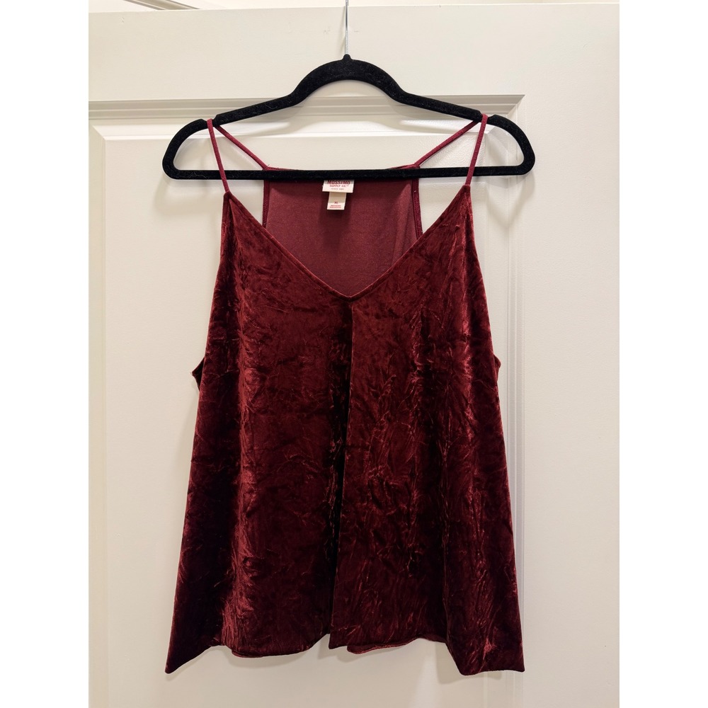 Mossimo Supply Co Burgundy Crushed Velvet Cami V-Neck Strap Tank Top XL